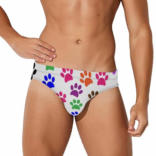 Colorful Paw Prints Sport Swim Briefs Mens New Body Bikini Swimsuit