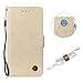 Produktbild QY Mart Hülle Kompatibel mit Moto G6 Elegant Dünn Flip PU Leder Brieftasche Schutzhülle Kartenfächer Standfunktion Magnetisch Ledertasche + Kopfhörer Organizer (Hell Gold)