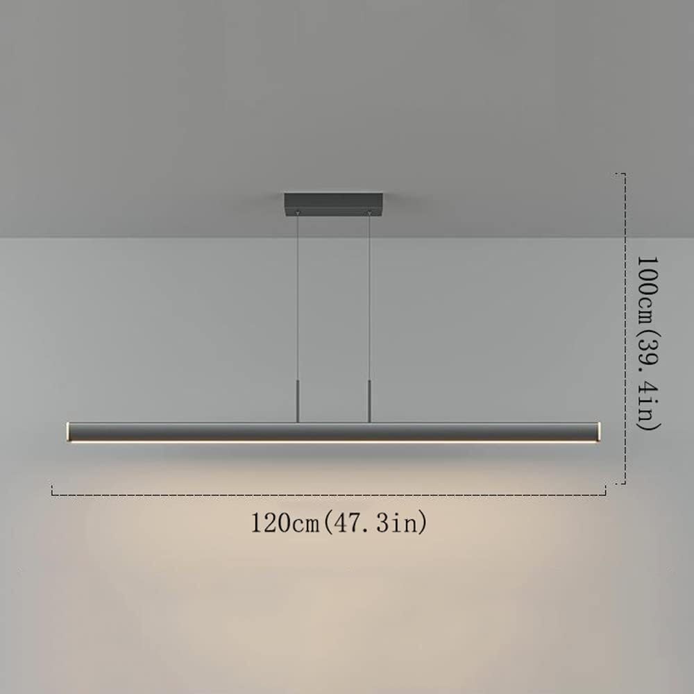 Modern Long Strip Chandelier LED Tri-Color Dimmable Ceiling Hanging Lamp Minimalist Dining Table Adjustable Pendant Light