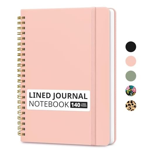 Lined Spiral Journal Notebook for Women & Men, 140 Pages, College Ruled Hardcover Notebook for Work & Note Taking, Journals for Writing, A5(6"x8") - Pink
