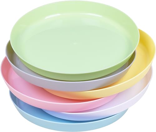 HEKU Mehrweg-Teller 6er Set in Pastell, ⌀18,5 cm I Aus PP-Material I Leicht & Robust I Spülmaschinen- & Mikrowellengeeignet, Bunt