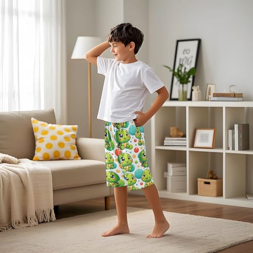 ALAZA Colorful Circles Sea Turtle Pajama Shorts Elastic Waist Casual Sleep Shorts with Pockets Size 6-144