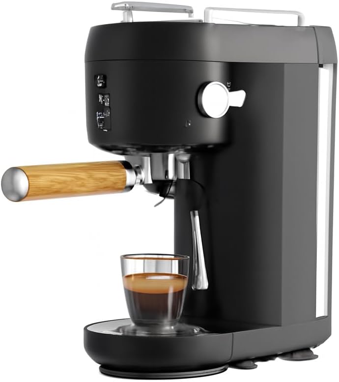 Semi-Automatic Espresso Machine with Grinder, 15 Bar Pressure, Milk Frother, 3-Cup Capacity, Dual Head Design, Beige (Classic white 58a, European specification: 220-240V)