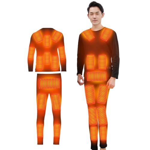 Weyot Heated Thermal Underwear Set for Men, USB Electric Heated Thermal Tops + Pants with APP Temperature Adjustment＆24 Heating Zones, for Skiing