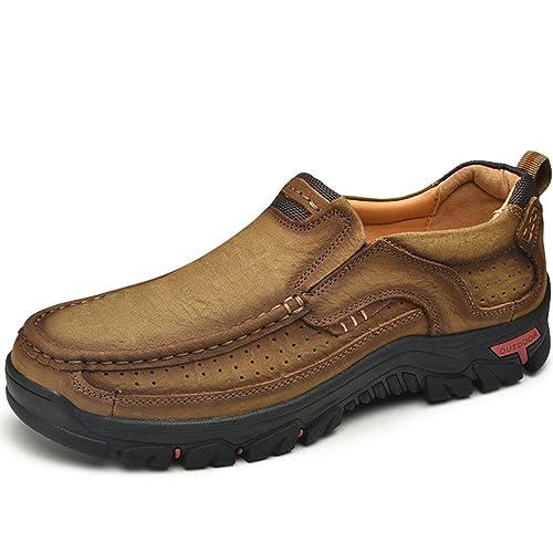 Men Casual Shoes Outdoor Leather Slip On Loafers Walking Shoes