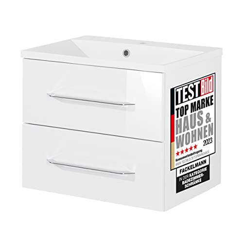 FACKELMANN YEGA Glaswaschbecken 60cm - Modernes Aufsatzwaschbecken Für Bad & WC