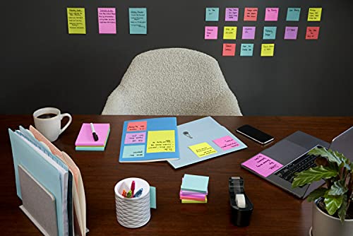 Image of Post-it Super Sticky Notes, Amazon's Exclusive Color Collection, Guava, Iris, Neon Green, 12 Pads /Pack, 90 Sheets /Pad, Various Sizes (4642-12SSMX)