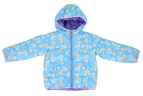 Disney Toddler Girl's Frozen Elsa Winter Puffer Jacket, Blue, 2T