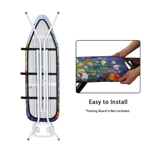 Image of Wild Floral Art Ironing Board Cover, Stain Resist, 15''x54'' Standard Size Ironing Board Cover with Elastic Edges
