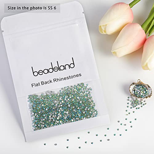 Image of Beadsland 2880pcs Flat Back Crystal Rhinestones Round Gems for Nail Art and Craft Glue Fix,Peridot AB,SS6,1.9-2.1mm