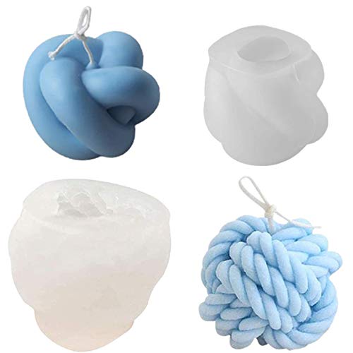 Topys 2-Pack Silicone Molds 3D Candle Molds, Woolen Ball Mould And Knot Mold,Ball Of Yarn Design Fondant Mold For Candle Making And Baking Making Soap Wax Cake Mousse Ice Cream #TOP9