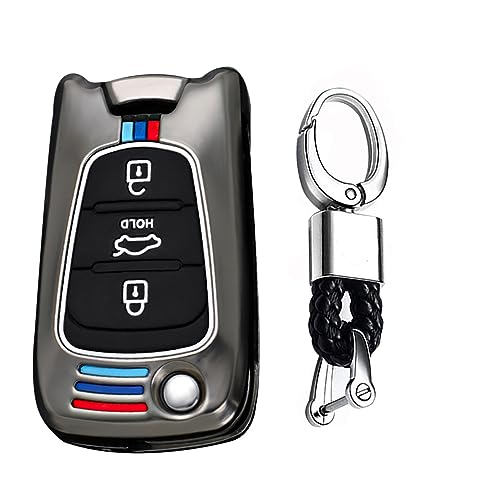 Coque de protection pliable pour clé Kia Sportage Rio 3 boutons en silicone noir