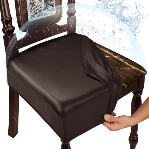 WUSOUPU Waterproof Dining Chair Seat Covers Leather Kitchen Seat Covers,