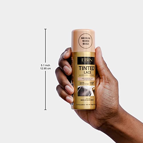 Ebin New York Tinted Lace Aerosol Spray - Cool Deep Brown 2.7Oz/ 80Ml, Quick Dry, Water Resistant, No Residue, Water Resistant, Even Spray, Matching Skin Tone, Natural Look #TOP2