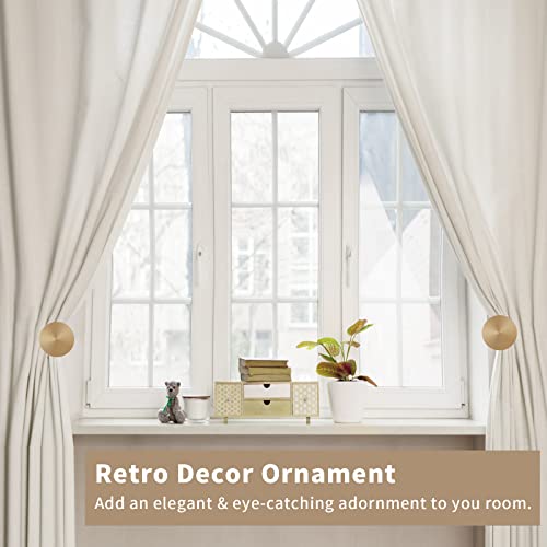 Curtain Holdbacks, Decorative Curtain Tieback Hooks, Wall Mounted Round Medallion Drapery Holder Holdbacks, Metal Modern Simple Curtain Pull Back Hooks With Screws, Set Of 2 (Champagne Bronze) #TOP6