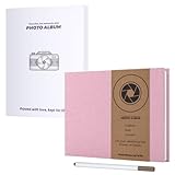 AIOR アルバム 貼るタイプ 22*18CM 粘着式 台紙 20枚40ページ 小さなリネン 写真アルバム 手作り DIYミニサイズ/L/KG 写真収納 カップル メモリー 贈り物 お祝い 記念日 結婚式 誕生日 成長記録 卒業式（ピンク）