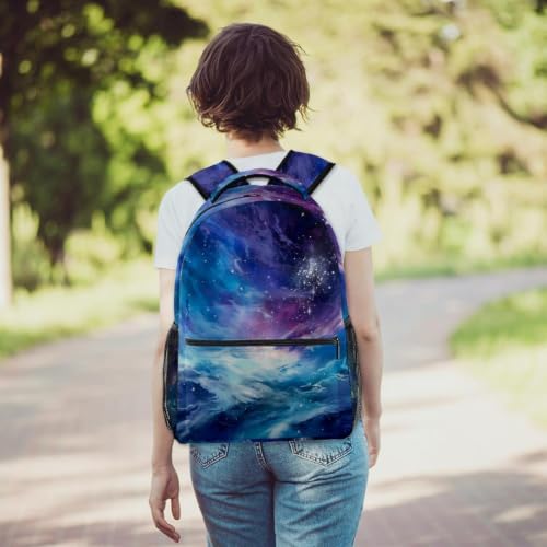 Bolsa para libros y laptop con estampado de universo mochila impermeable casual juvenil 6