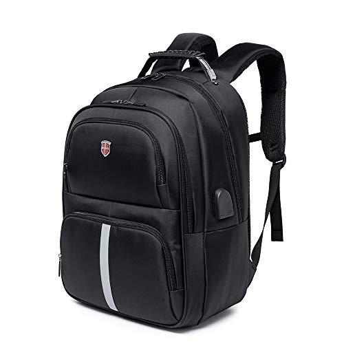 Mochila Executiva Masculina Reforçada Alça Cabo Aço Notebook Usb Preta