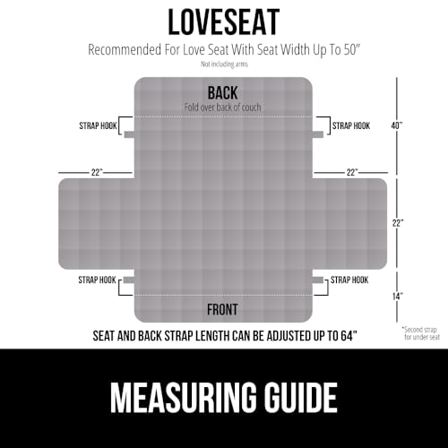 Gorilla Grip 50" Waterproof Loveseat Cover, Gray, Slip-Resistant Pets Slipcover