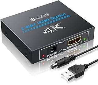 eSynic HDMI Splitter Professional 1 In 2 out HDMI Splitter 4K Hdcp Bypass Splitter 2 Way HDMI Splitter Aluminum Lossless Transmission HDMI Splitter Support 4K@30Hz HDCP 1.4 1080P 3D for PS4 HDTV etc