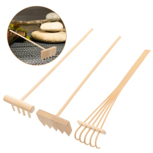 SUPVOX 3 Peças Mini Ancinho De Areia Zen Meditação Zen Ferramentas De Jardim Feng Shui Mesa De Jardi