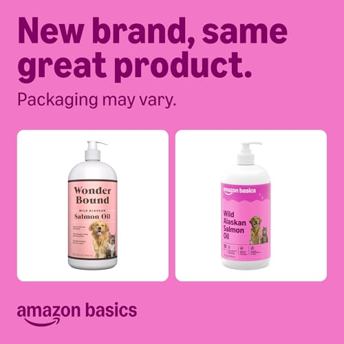 Image of Amazon Basics Wild Alaskan Salmon Oil - Skin and Coat Support, Omega 3 Supplement for Dog and Cat, 32 fl oz (Previouly Wonder Bound)