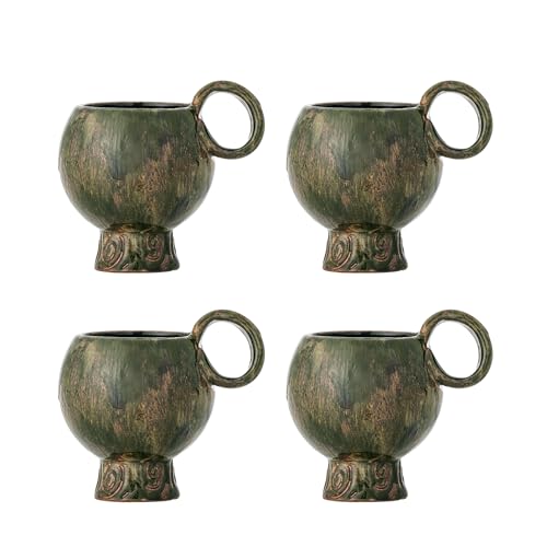 Bloomingville Avonlea Lot de 4 tasses vertes en grès T9 x H10,5 cm, 250 ml