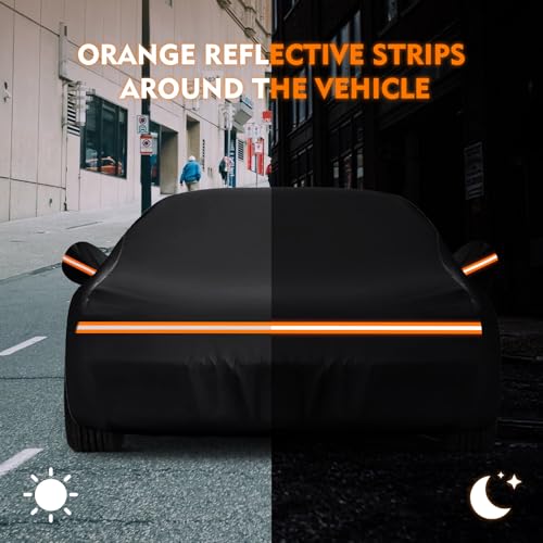 Image of QUNSUNUS Car Cover for Corvette C4 C5 C6 C7 1984-2019 with Cotton Lining | Waterproof Heavy 420D Oxford Outdoor All-Weather Corvette Car Covers, with Zipper and Straps, for Dust, Sun, Wind Protection