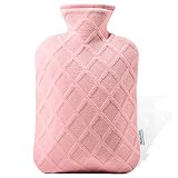 FORICOM Hot Water Bottle with Cover for Pain Relief, Hot Water Bag for Cold and Hot Therapy, 1.8L Cl
