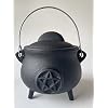 Pentagram Cast Iron Cauldron With Lid - Witches Cauldron For Rituals, Incense, Smudging, Large 5.5 Inch