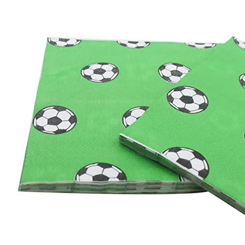 /Conjunto de decoração de mesa tema futebol | Utensílios de mesa com tema de futebol verde para part