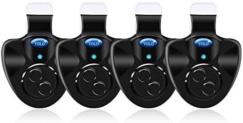 4 Pcs Black Electronic LED Light Fishing Bite Sound Alarm Alert Bell Clip On Fishing Rod