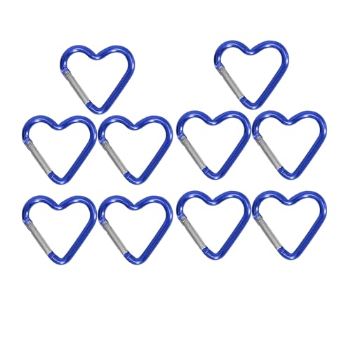 Greabuy 10pcs Heart Carabiner Clip Metal Buckle Spring Snap Hook Heavy Duty Carabiner for Camping Hiking Fishing Dog Leash Portable Spring Snap Hook Carabiner