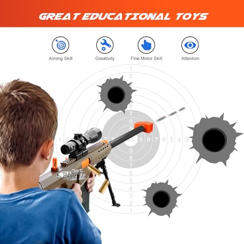 Bsyzyani HD Soft Bullet Toy Gun Dart Foam Pellet Blasters Shell Ejecting Shotgun Cool Stuff Gifts For Boy Age 8+ 9 10 11 12 Year Old Kid Shooting Game With Scope Sniper Rifle thumb #4