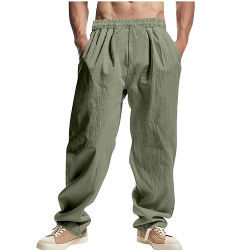 Men's Casual Pants Wide Leg Elastic Waist Trousers 2025 Summer Lightweight Loose Drawstring Beach Pants with Pockets