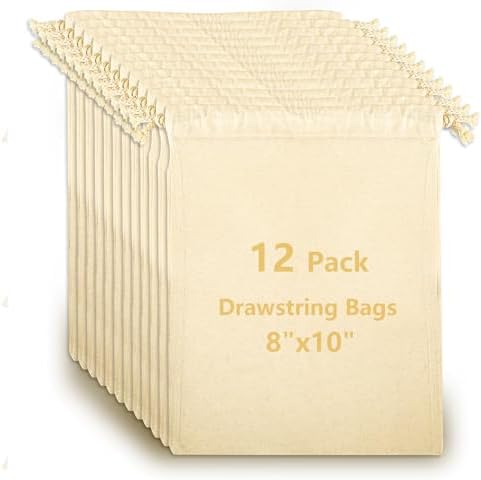 Amazon.com: OKBA 12 Pack Cotton Muslin Drawstring Bags 8x10 inch ...