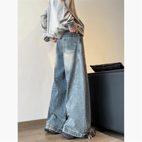 Men Loose Washed Jeans Big Pocket Trousers Wide Leg Pant Streetwear Hip Hop Drawstring Denim Pants 6