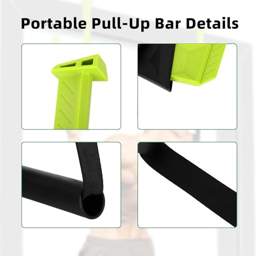 Portable Pull Up Bar for Doorway,Travel Pull Up Bar,Adjustable Home Gym Equipment,Dual Handle Design for Pull-Ups,Maximum Load Capacity of 330lb, No Screws Installation,Green by Micnce - Image 8