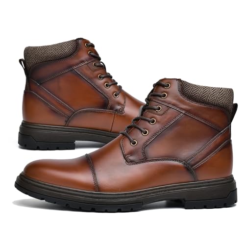 Mens Casual Chukka Dress Boots - High Top Comfortable Leather Oxford Ankle Boot Combat Motorcycle Winter Shoes for Men2
