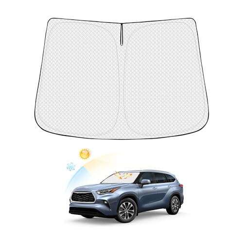 Image of Canvcle Windshield Sun Shade for Toyota Highlander 2020-2025 2026 Accessories Thicken 6-Layer Front Window Sunshade Cover Sun Visor Protector Foldable Block UV Rays Keep Vehicle Cool