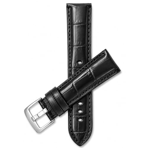 Image of Bandini Mens Leather Watch Band - Extra Long & Regular, Premium Top Grain Alligator Embossed Strap, Durable Upgrade Replacement, Comfortable Leather, Fits Large Wrists, 18mm to 38mm