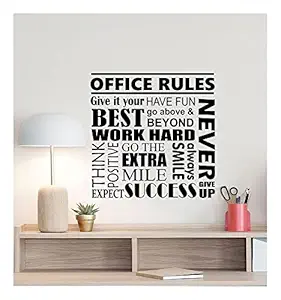 GADGETS WRAP Office Rules Wall Decal Motivational Poster Office Sign Teamwork Success Quote Vinyl Sticker Business Decor Work Home Mural Wall Decoration Decal Sticker, Black (2Feb22-834)