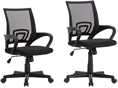 Pemberly Row (Set of 2 Ergonomic Adjustable Mesh Computer Desk Chair with Armrests and Lumbar Support, for Home and Office, Swivel