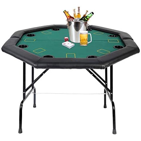 TRY & DO Folding Poker Table 8 Players Octagon Game Table with Leg & Plastic Cup Holders for Blackjack,Texas Poker Casino Game Cover