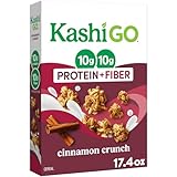 Kashi GO Protein Cereal, 10g Protein, 10g Fiber, Cinnamon Crunch, 17.4oz Box (1 Box)