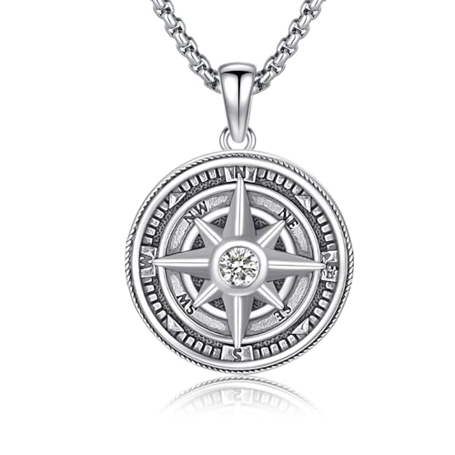 Collier boussole homme argent 925 pendentif boussole de haute qualité