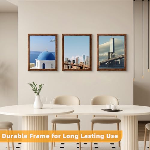 Image of BESCRCL 11x14 Picture Frame Wall Hanging, Engineered Wood Photo Frames for 11 x 14 Picture, Brown, 1 Pack