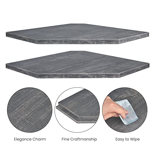 Homode Corner Shelf Wall Mount, Set Of 2 Corner Floating Shelves With Cord Hole For Tv, Cable Box, Wood Hanging Storage Shelf Organizer For Bathroom Kitchen Living Room Bedroom, Rustic Grey #TOP6