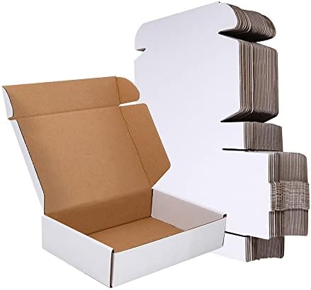 CH-BOX 50 Pack 9x6x2'' Small Shipping Boxes, Corrugated Cardboard Mailers for Business, White (CM962)