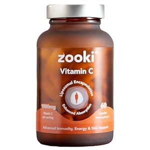 Zooki 1000mg Liposomal Vitamin C Capsules | 4X Higher Absorption | Ultimate Immunity, Energy, Skin Support | Vegan, Natural Ingredients | (30 Servings)
